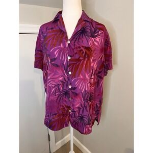 Vintage 100% Silk Amanda Smith Petite Purple Floral 80's Shoulder Pads Medium P